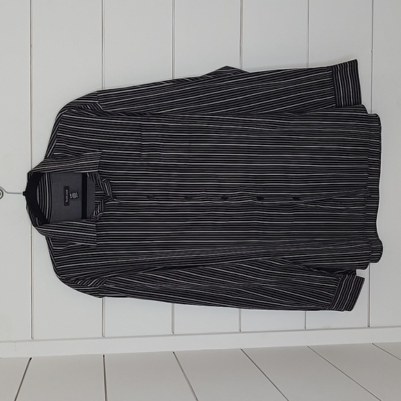 Van Heusen XXL 18-18.5 black & grey striped button down dress shirt - Picture 1 of 4